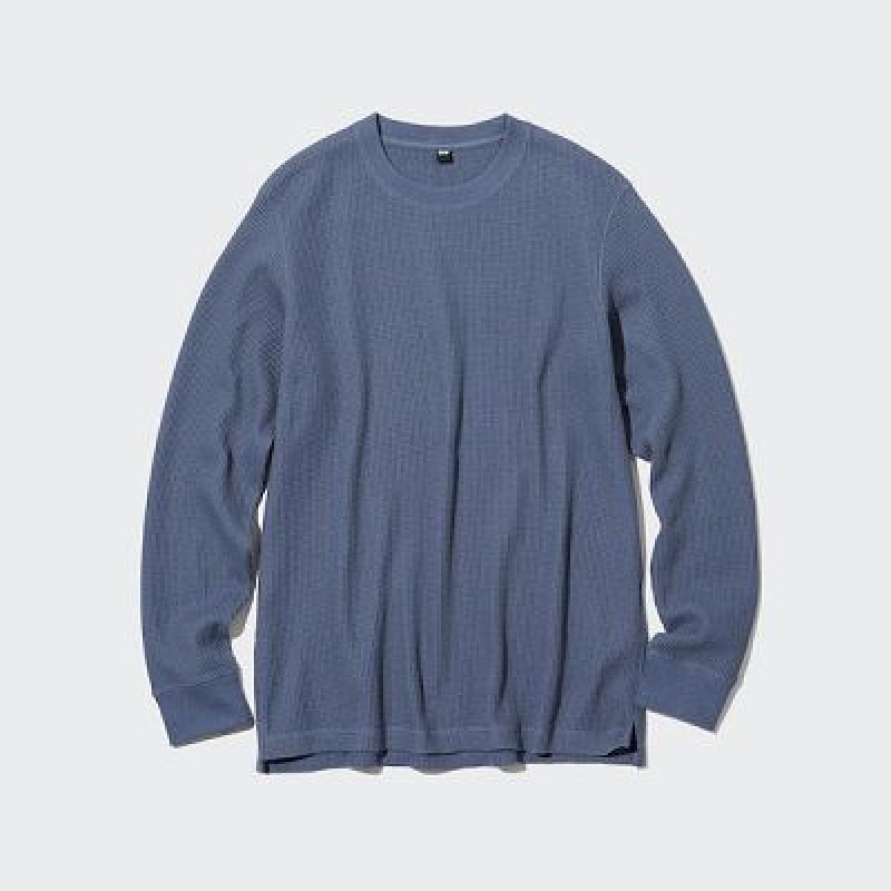 Camiseta Uniqlo Waffle Crew Neck Long-Sleeve Hombre Natural | 742863_PE