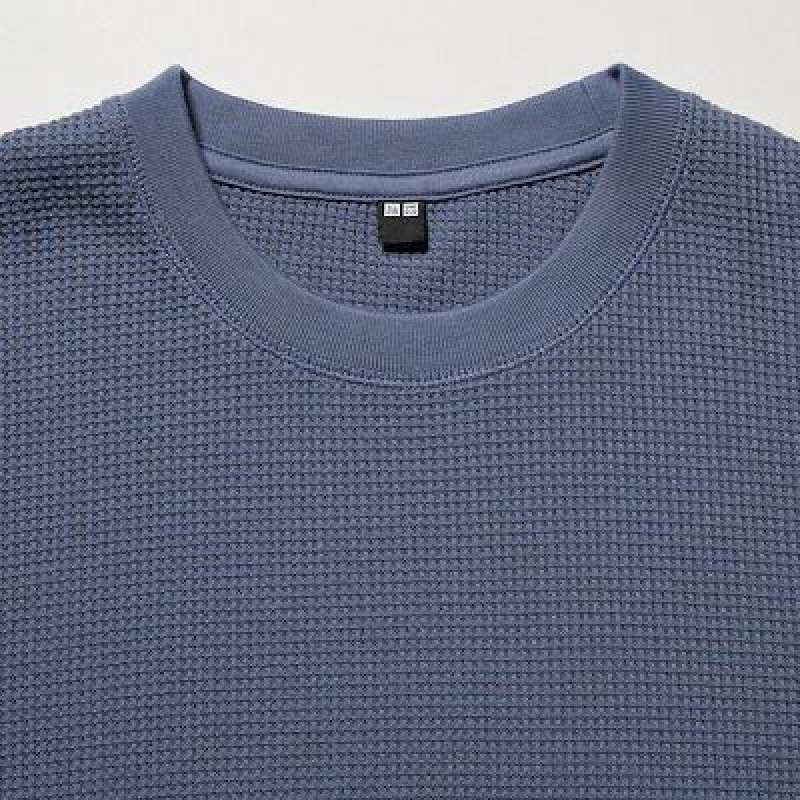 Camiseta Uniqlo Waffle Crew Neck Long-Sleeve Hombre Natural | 742863_PE