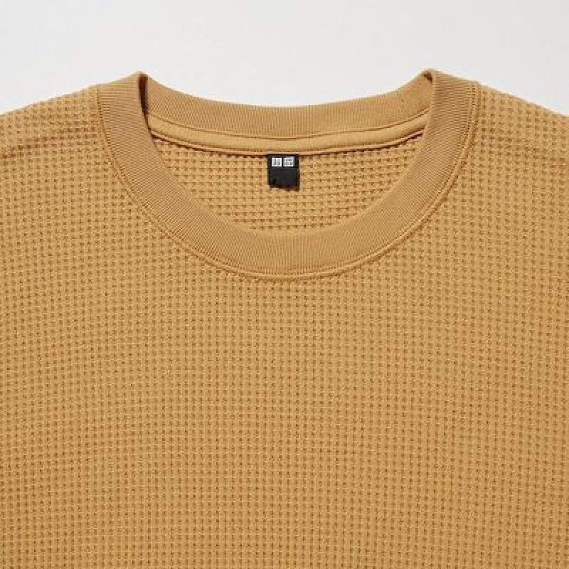 Camiseta Uniqlo Waffle Crew Neck Long-Sleeve Hombre Blancas | 250641_PE