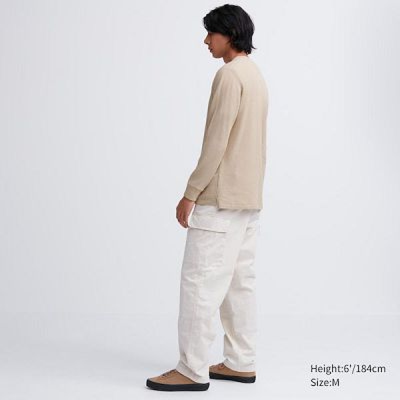 Camiseta Uniqlo Waffle Crew Neck Long-Sleeve Hombre Natural | 807615_PE