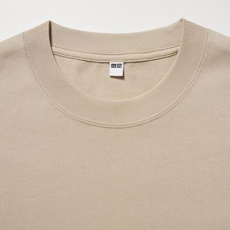 Camiseta Uniqlo Washed Cotton Crew Neck Long-Sleeve Mujer Blancas | 238971_PE