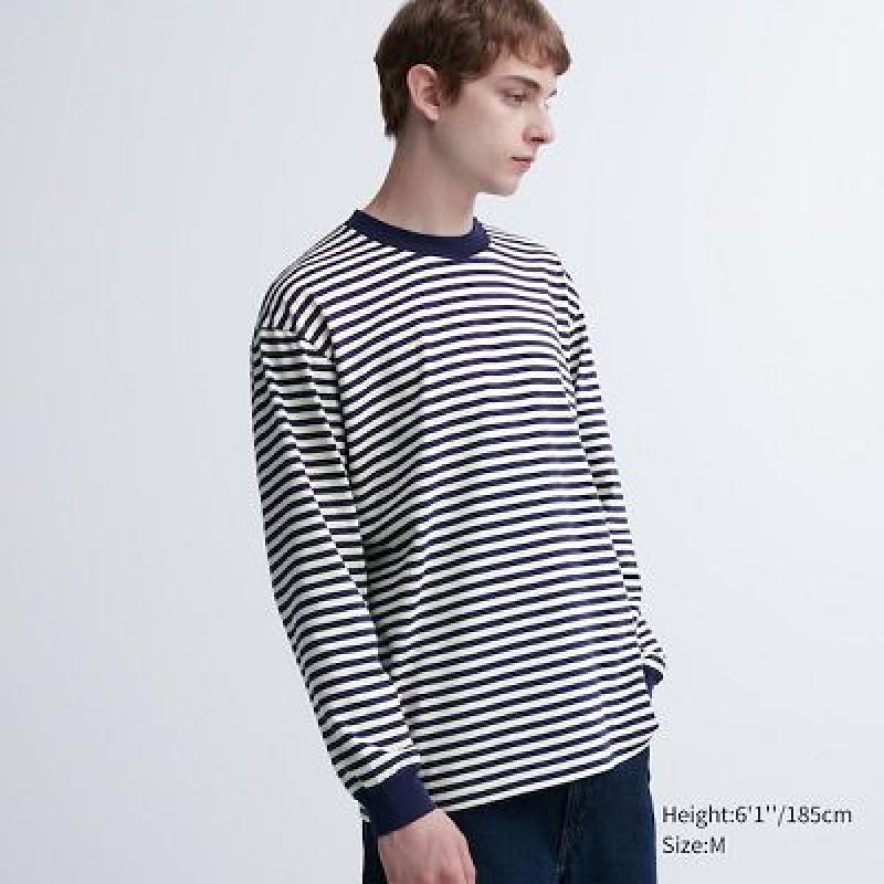 Camiseta Uniqlo Washed Cotton Oversized Crew Neck Long-Sleeve Hombre Blancas | 974512_PE