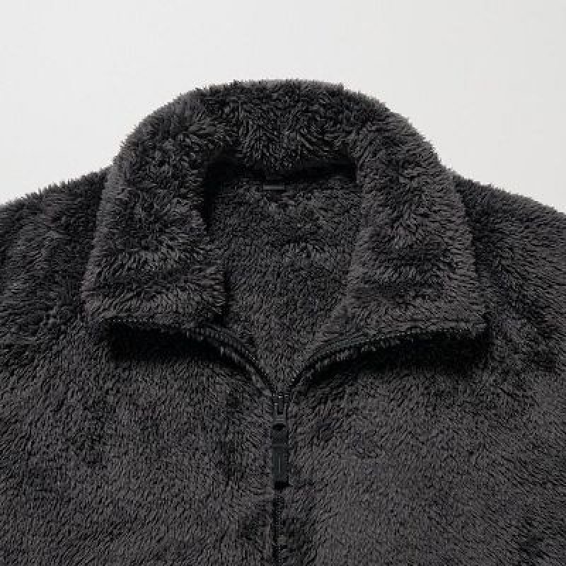 Chaquetas De Lana Uniqlo Fluffy Yarn Full-Zip Hombre Negras | 358046_PE