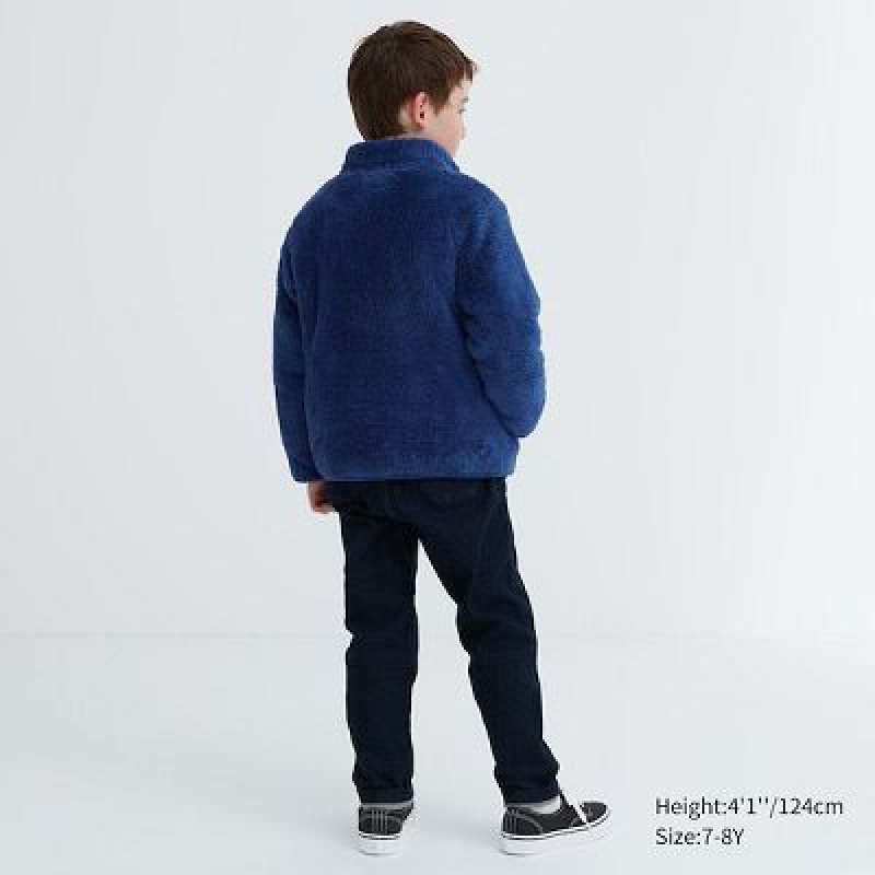 Chaquetas De Lana Uniqlo Fluffy Yarn Full-Zip Niños Negras | 87361_PE