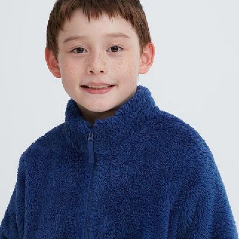 Chaquetas De Lana Uniqlo Fluffy Yarn Full-Zip Niños Negras | 87361_PE