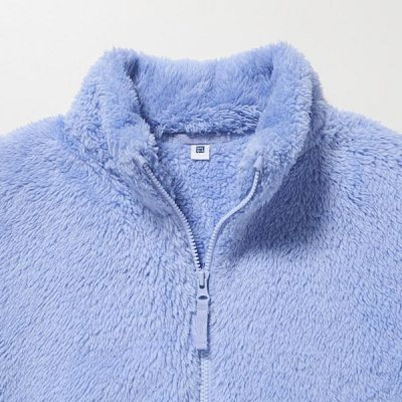 Chaquetas De Lana Uniqlo Fluffy Yarn Full-Zip Niños Azules | 623407_PE