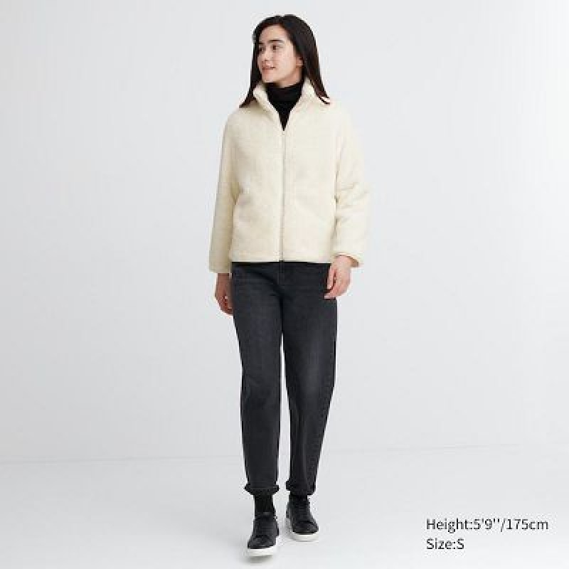 Chaquetas De Lana Uniqlo Fluffy Yarn Full-Zip Mujer Negras | 584916_PE