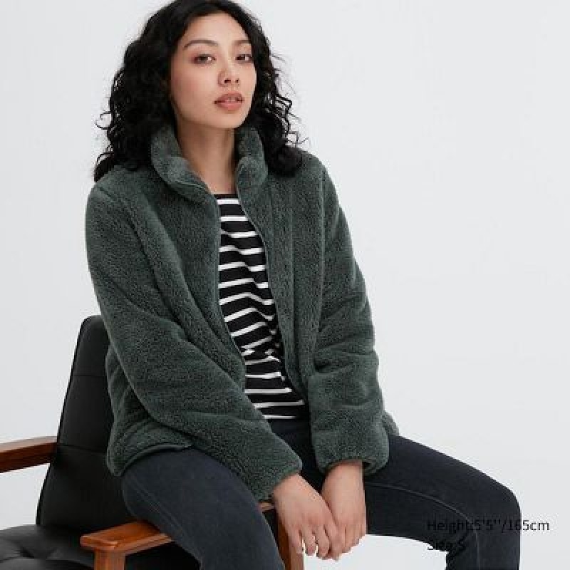 Chaquetas De Lana Uniqlo Fluffy Yarn Full-Zip Mujer Verde | 140269_PE