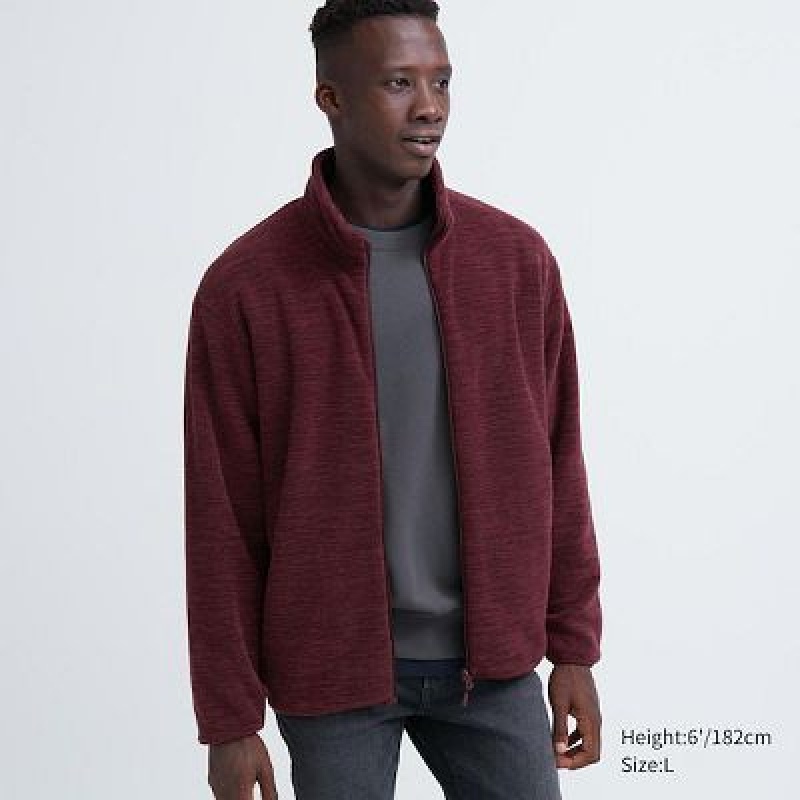 Chaquetas De Lana Uniqlo Full-Zip Long-Sleeve Hombre Rojas | 845603_PE