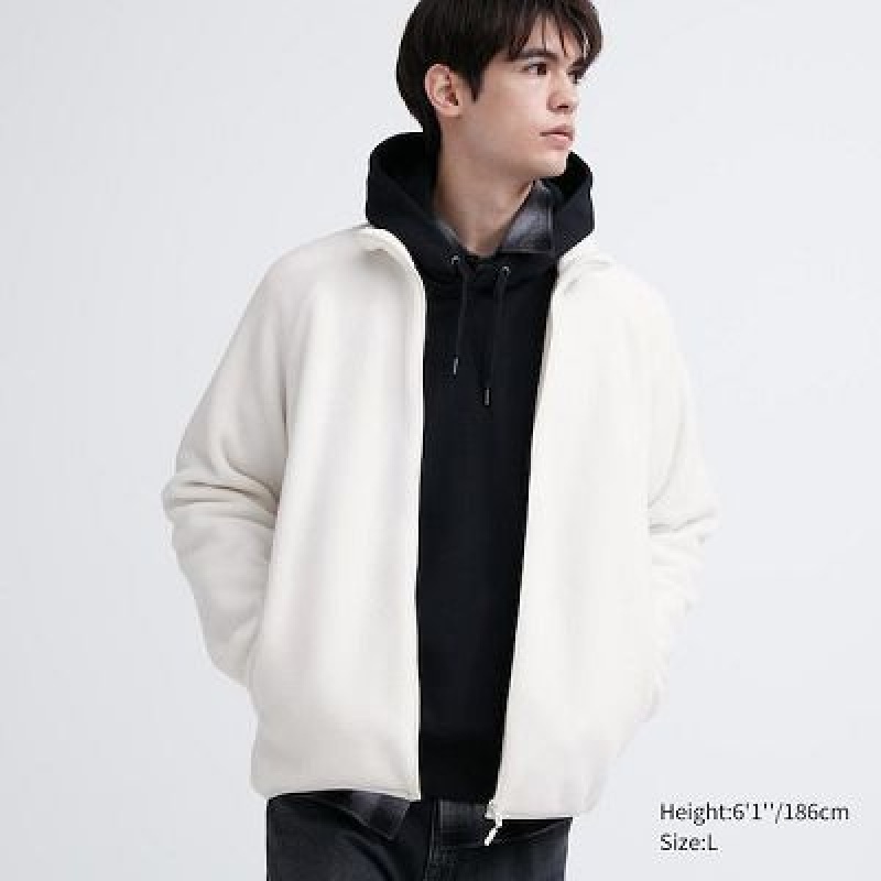 Chaquetas De Lana Uniqlo Long-Sleeve Full-Zip Hombre Blancas | 693780_PE