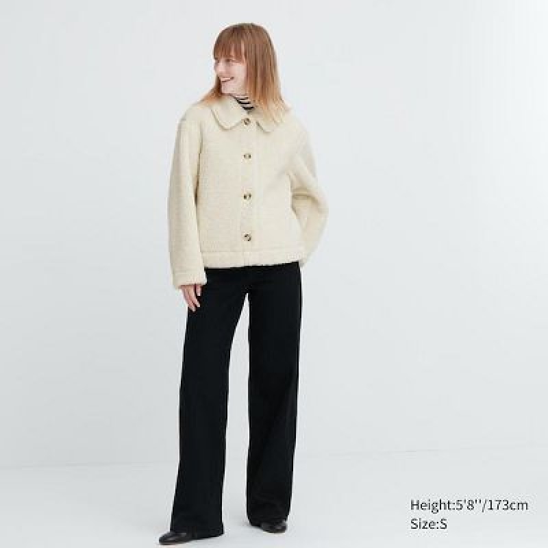 Chaquetas De Lana Uniqlo Pile-Lined Mujer Blancas | 458237_PE