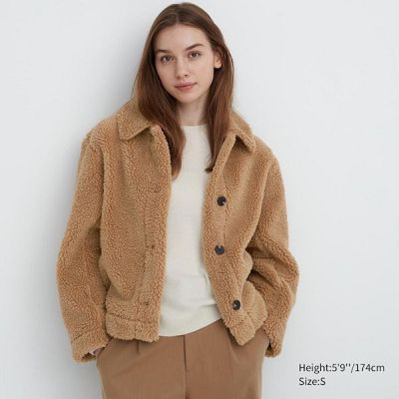 Chaquetas De Lana Uniqlo Pile-Lined Mujer Marrones | 170628_PE