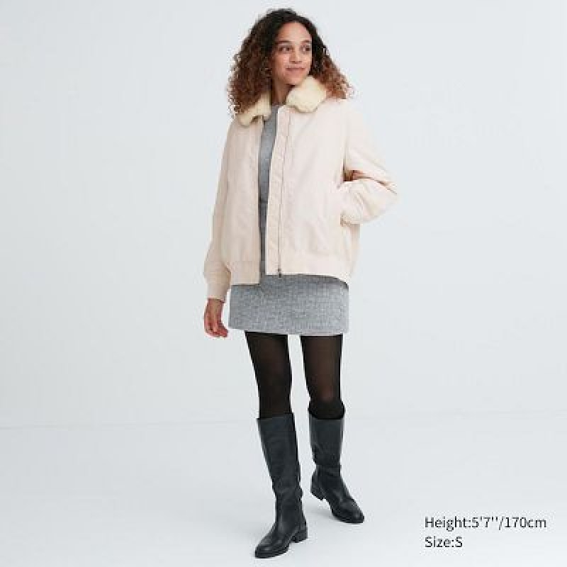 Chaquetas Uniqlo Acanalado Mujer Blancas | 109827_PE