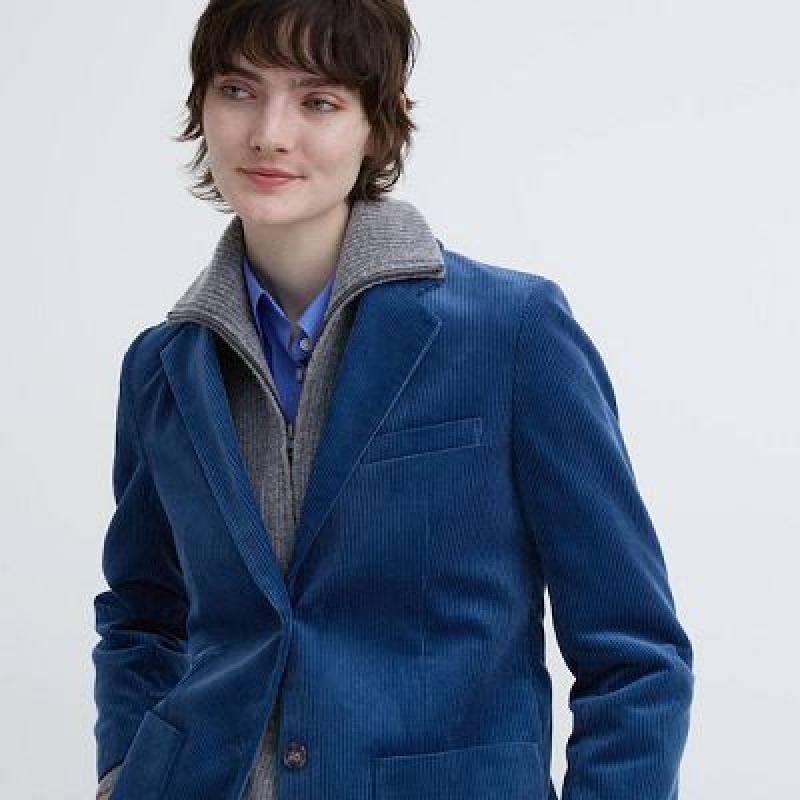 Chaquetas Uniqlo Corduroy Mujer Azules | 837416_PE