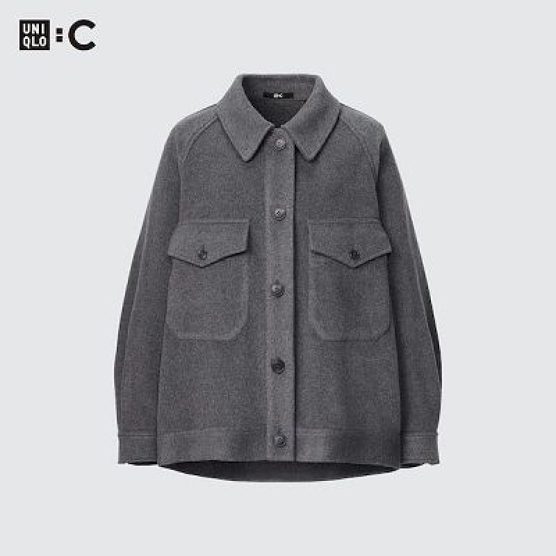 Chaquetas Uniqlo Oversized Mujer Gris | 510273_PE