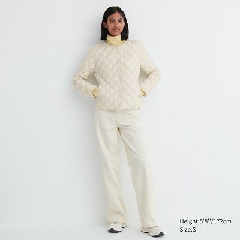 Chaquetas Uniqlo PUFFTECH Acolchado Mujer Blancas | 379416_PE