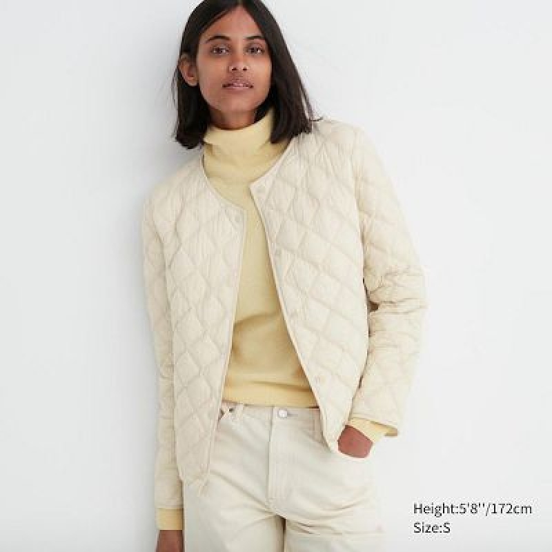 Chaquetas Uniqlo PUFFTECH Acolchado Mujer Blancas | 379416_PE