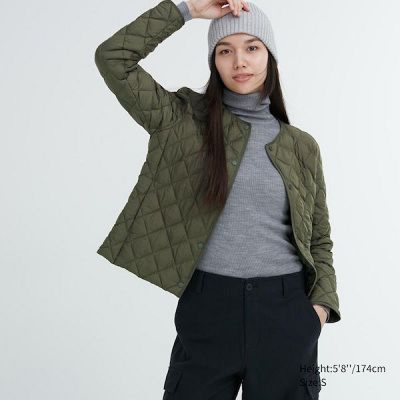 Chaquetas Uniqlo PUFFTECH Acolchado Mujer Verde Oliva | 193846_PE