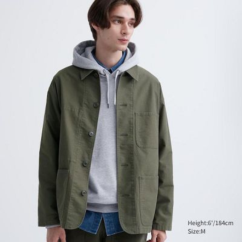 Chaquetas Uniqlo Utility Hombre Verde Oliva | 841307_PE