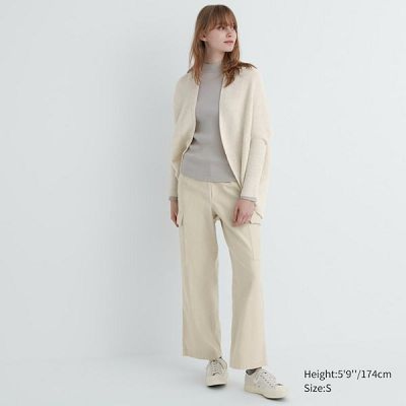 Cárdigan Uniqlo 3D Knit Souffle Yarn Long-Sleeve Mujer Blancas | 378219_PE