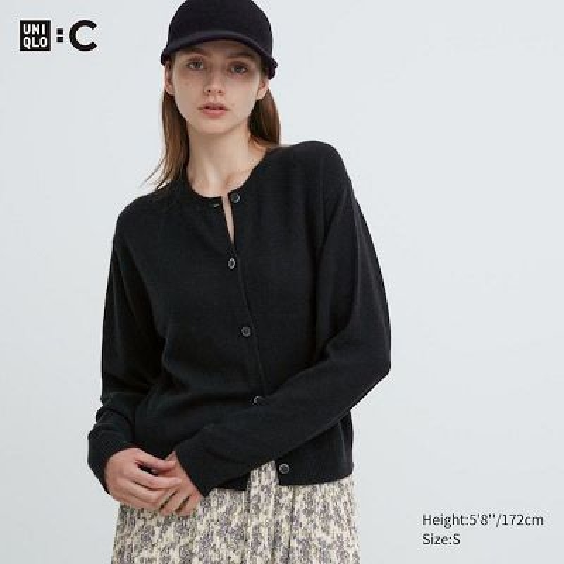 Cárdigan Uniqlo Cashmere Crew Neck Long-Sleeve Short Mujer Negras | 49367_PE