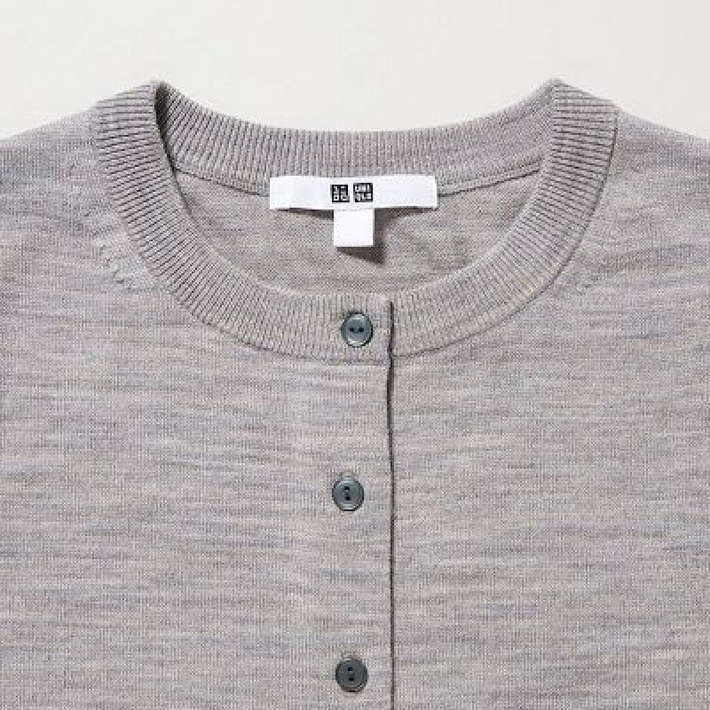 Cárdigan Uniqlo Extra Fine Merino Crew Neck Mujer Blancas | 352416_PE