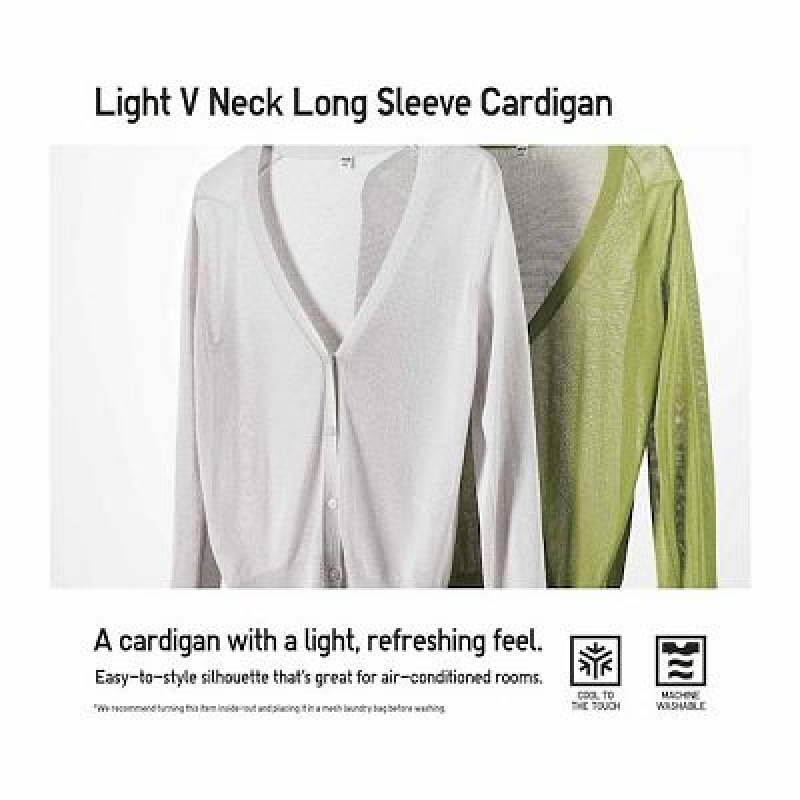 Cárdigan Uniqlo Light V-Neck Long-Sleeve Mujer Rosas | 285947_PE