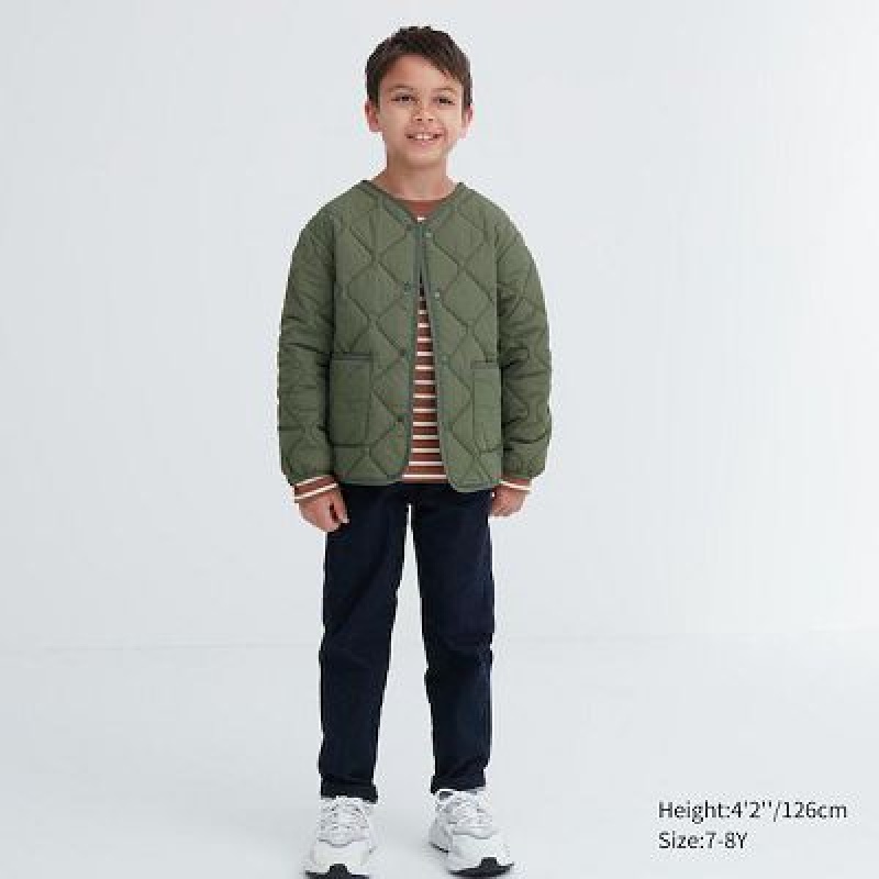 Cárdigan Uniqlo PUFFTECH Washable (Warm Acolchado) Niños Verde Oliva | 543792_PE