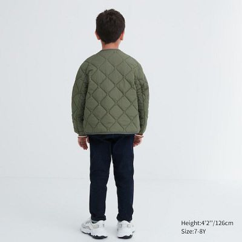 Cárdigan Uniqlo PUFFTECH Washable (Warm Acolchado) Niños Verde Oliva | 543792_PE