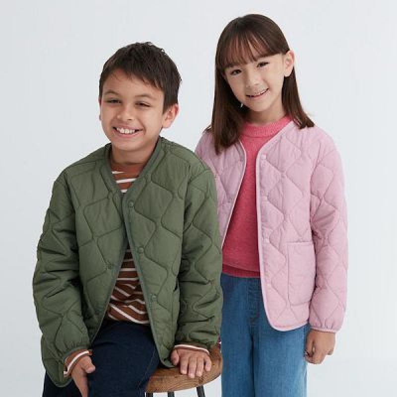 Cárdigan Uniqlo PUFFTECH Washable (Warm Acolchado) Niños Verde Oliva | 543792_PE