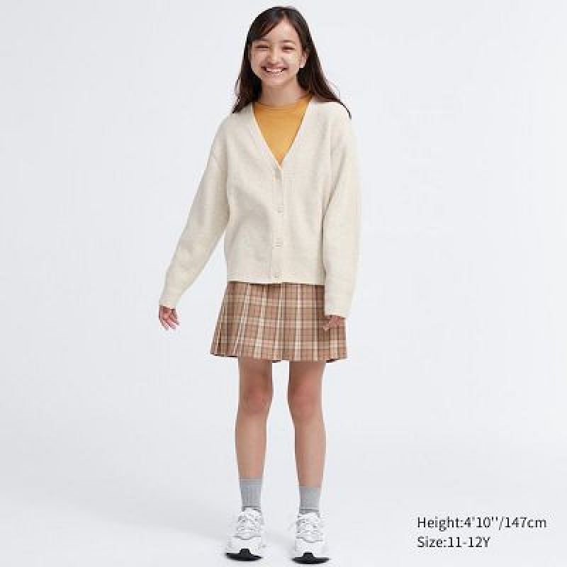 Cárdigan Uniqlo Souffle Yarn V-Neck Niños Blancas | 513896_PE