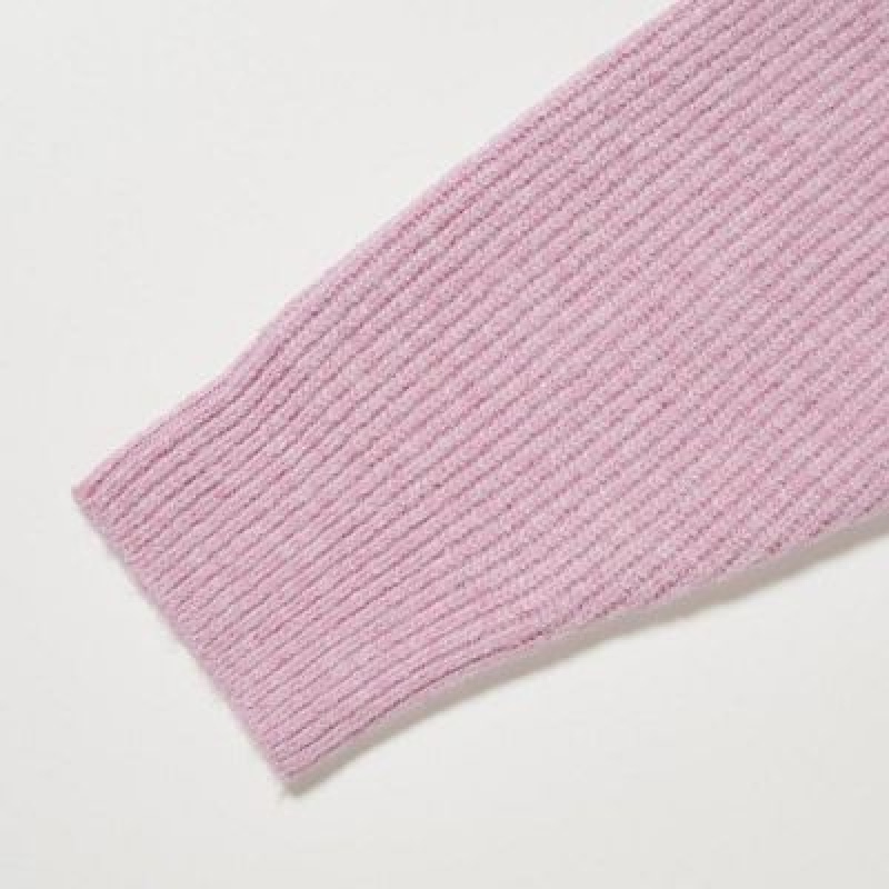 Cárdigan Uniqlo Souffle Yarn V-Neck Niños Rosas | 542031_PE