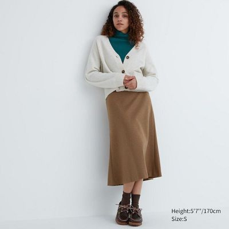 Falda Uniqlo Brushed Jersey Flared Mujer Marrones | 172485_PE