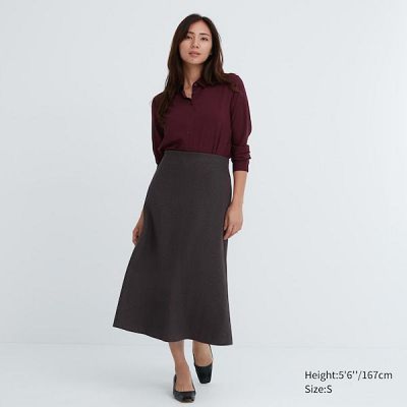 Falda Uniqlo Brushed Jersey Flared Mujer Marrones | 506971_PE