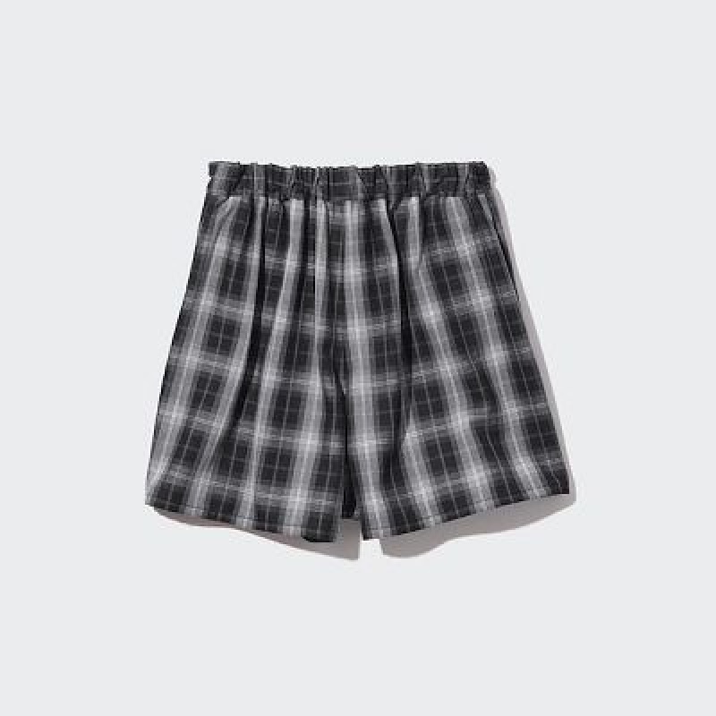 Falda Uniqlo Checked Plisado Mini Skort Niños Negras | 169372_PE