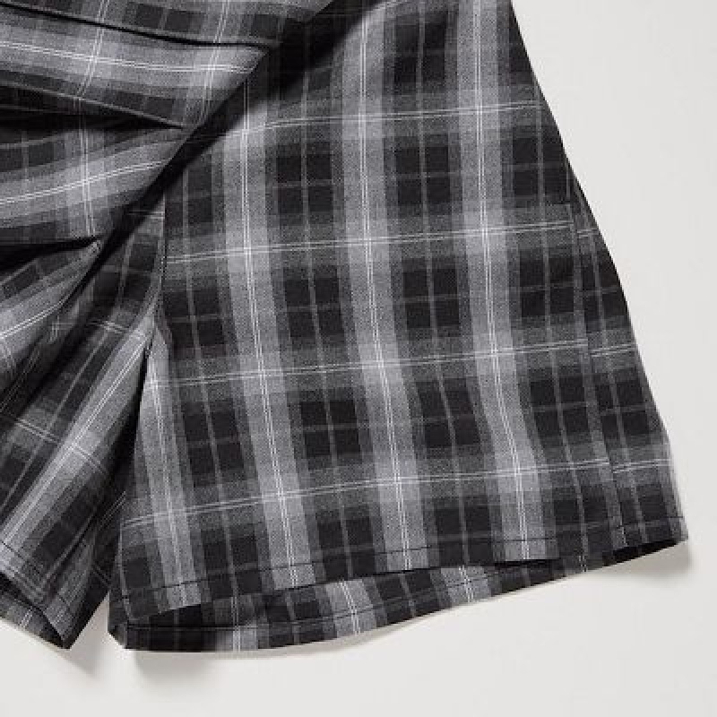 Falda Uniqlo Checked Plisado Mini Skort Niños Negras | 169372_PE