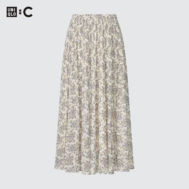 Falda Uniqlo Chiffon Plisado Mujer Blancas | 916320_PE