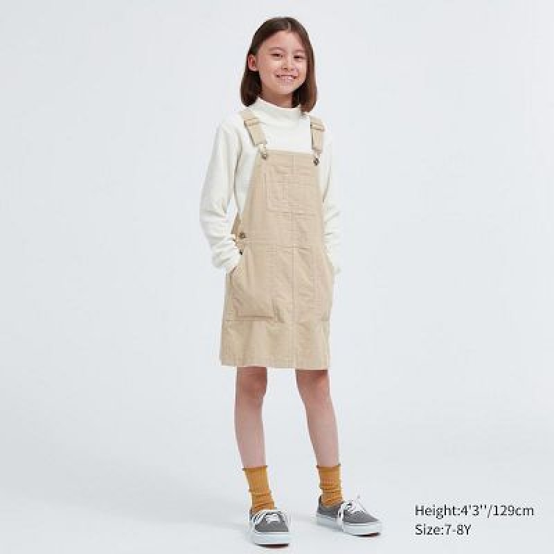 Falda Uniqlo Corduroy Jumper Niños Beige | 760234_PE