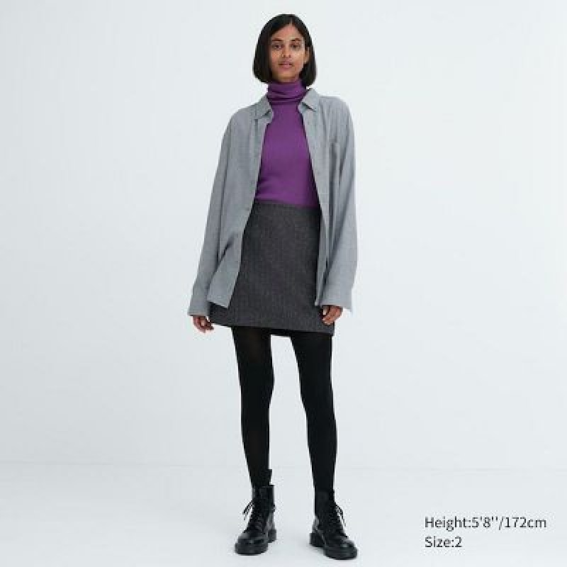 Falda Uniqlo Lana Blend Mini Mujer Gris | 316075_PE