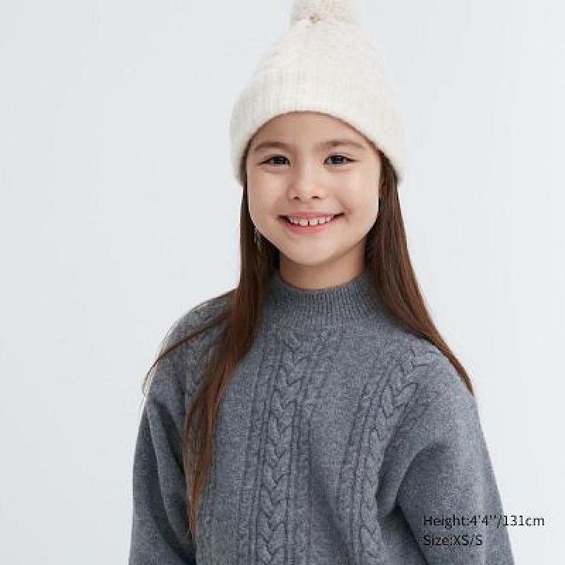 Gorras Uniqlo HEATTECH Cable De Punto Niños Gris | 608759_PE