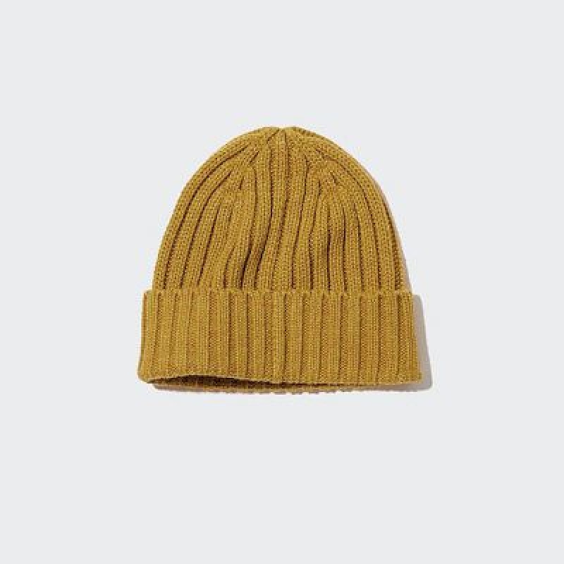 Gorros Uniqlo HEATTECH Acanalado Hombre Amarillo | 89312_PE