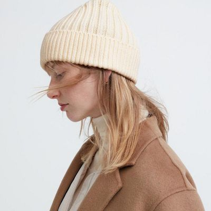 Gorros Uniqlo HEATTECH Acanalado Mujer Beige | 82379_PE