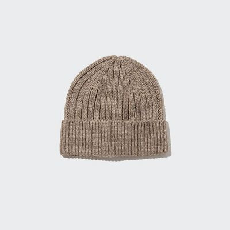 Gorros Uniqlo HEATTECH Acanalado Mujer Beige | 82379_PE