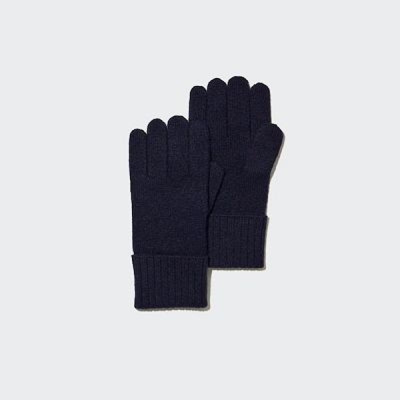 Guantes Uniqlo Cashmere De Punto Mujer Azul Marino | 412036_PE