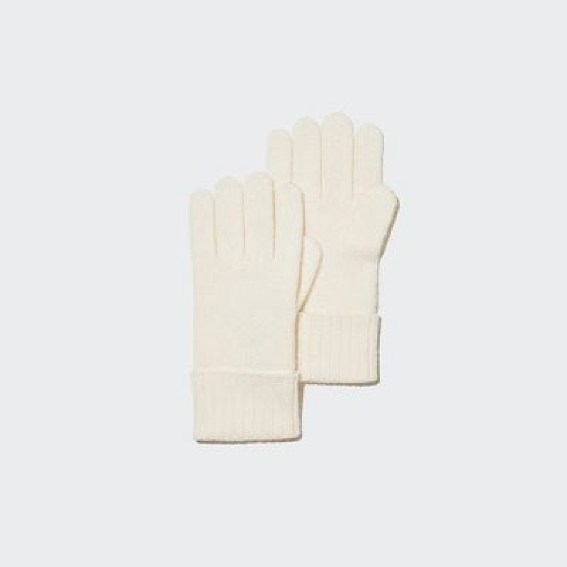 Guantes Uniqlo Cashmere De Punto Mujer Blancas | 650784_PE