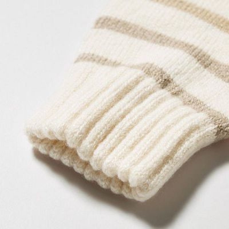 Guantes Uniqlo HEATTECH A Rayas De Punto Niños Blancas | 635820_PE