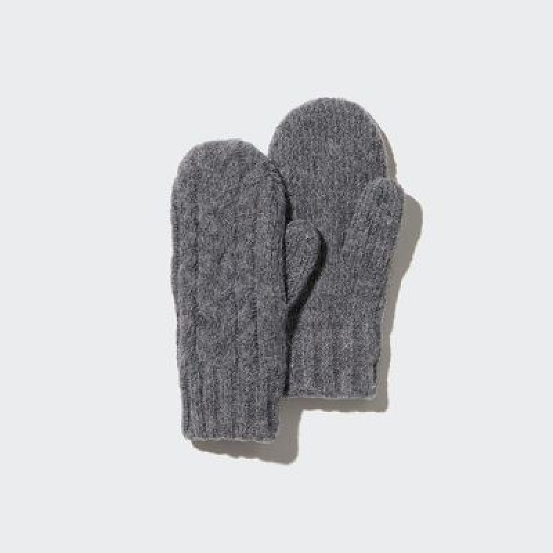 Guantes Uniqlo HEATTECH Cable De Punto Mittens Niños Gris | 410932_PE