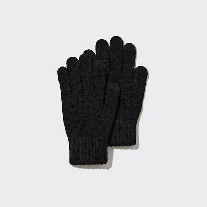 Guantes Uniqlo HEATTECH De Punto Niños Negras | 149062_PE