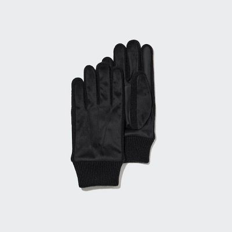 Guantes Uniqlo HEATTECH Lined Faux Suede Mujer Negras | 742039_PE