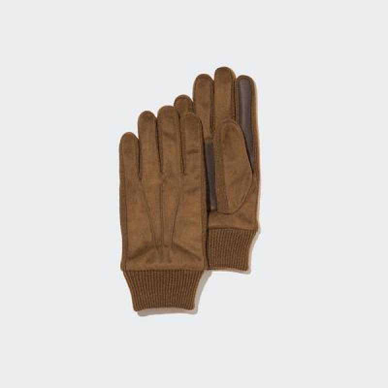 Guantes Uniqlo HEATTECH Lined Faux Suede Mujer Marrones | 739504_PE